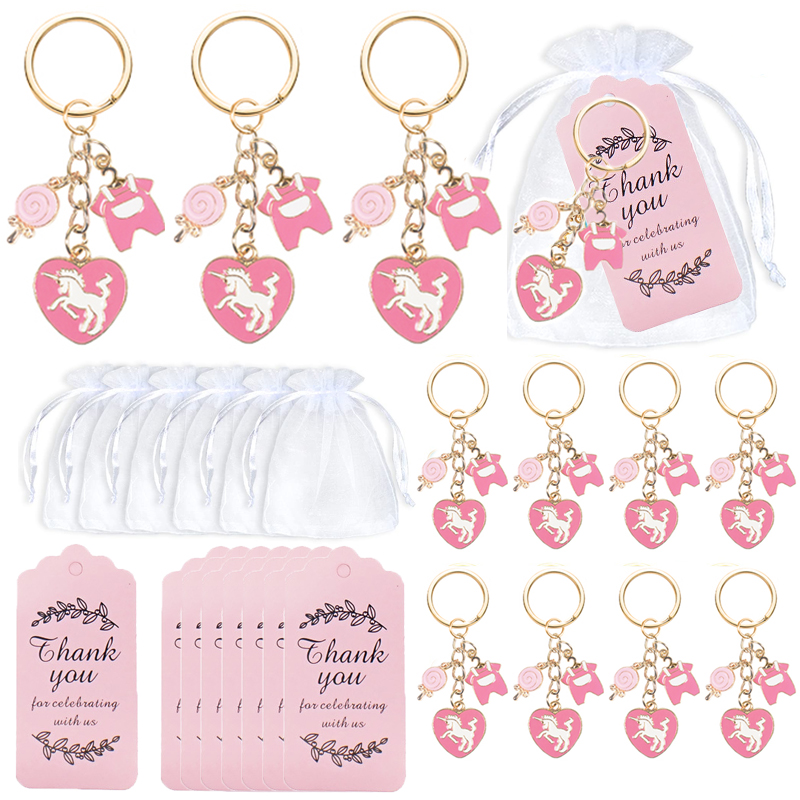 Baby Clothing Tags - 베이비 샤워 선물 핑크 유니콘 키체인