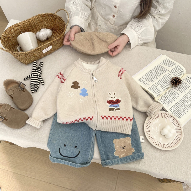 Knit Cardigan Infant - 아기 스웨터 이른 봄 한국 스타일