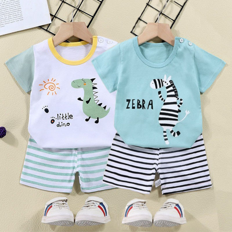 Baby Clothing Bundles - 코튼 티셔츠 + 반바지 2 피스