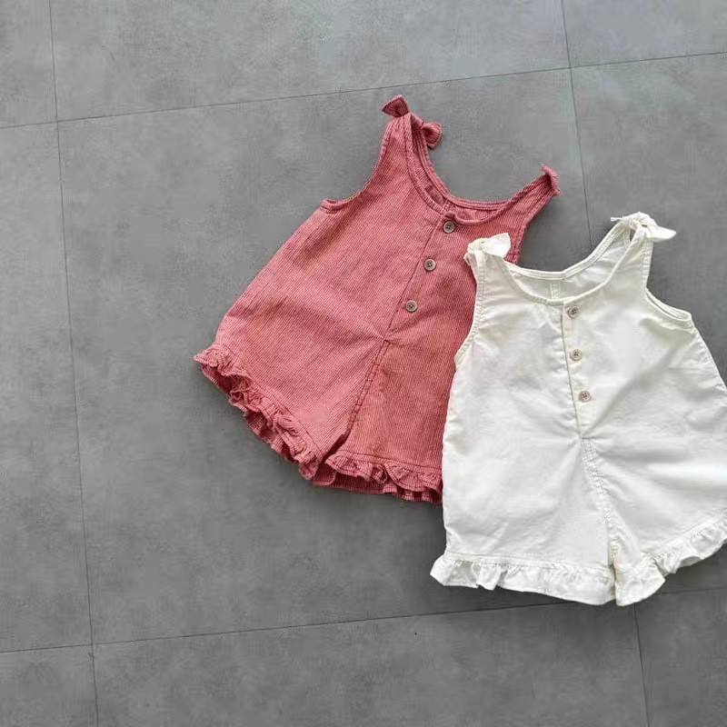 Baby Clothing Newborn - HY2831 여아 여름 롬퍼 (턱받이와 반바지