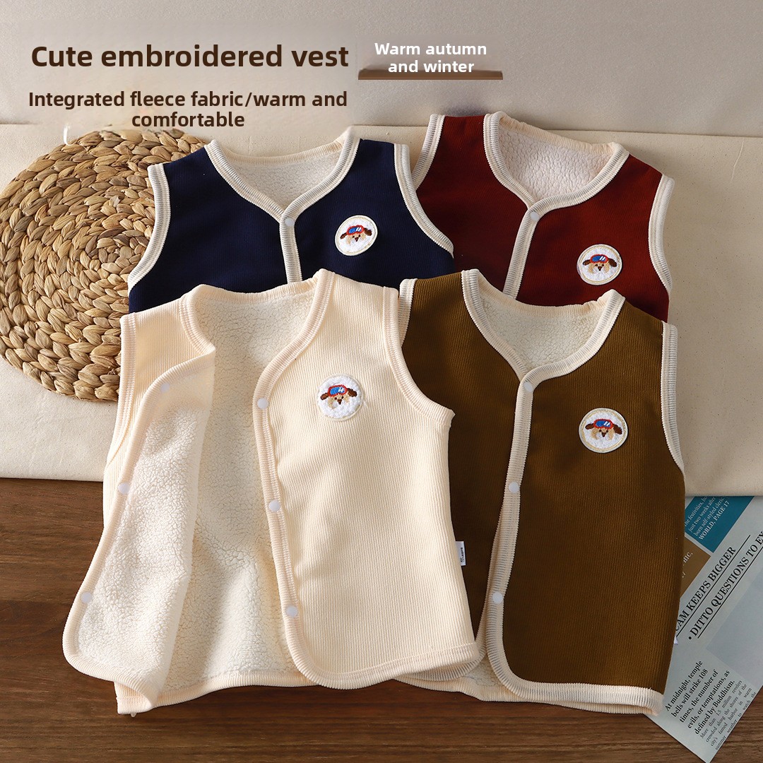 더블 레이어 플러시 두꺼운 어린이 조끼 가을 겨울 새로 - Knit Cardigan Infant 리뷰 및 가격