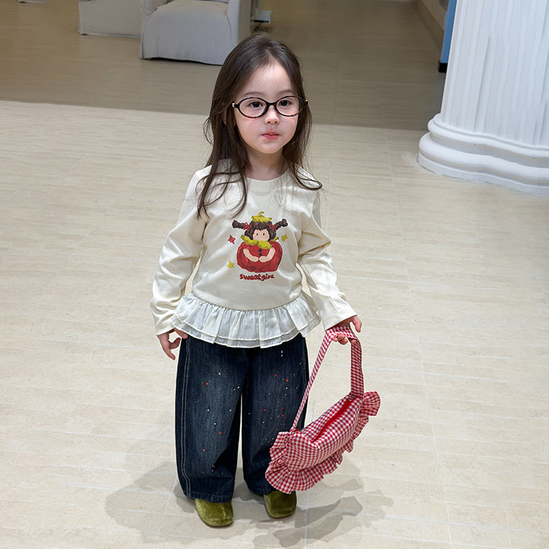 여자 티셔츠 2026 봄과 가을 새로운 아동 의류 한국 - Baby Clothing Yarn 리뷰 및 가격