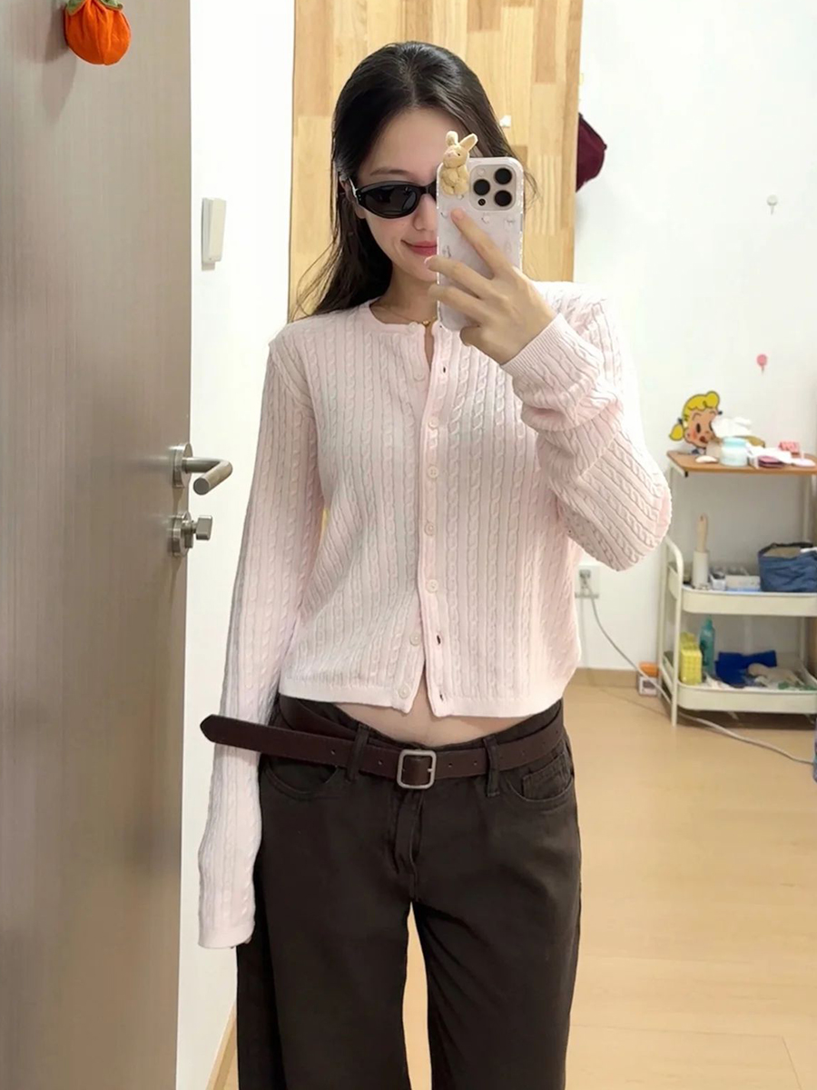 트위스트 플라워 베이비 핑크 스웨터 가디건 여성 가을  - Knit Cardigan Infant 리뷰 및 가격
