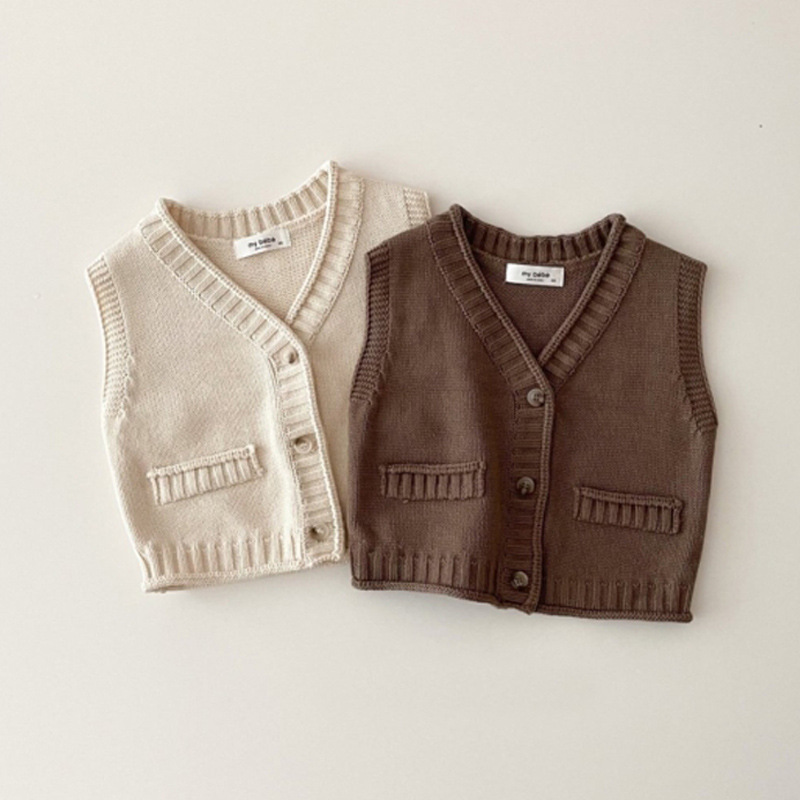 2025 가을 신상 아기 민소매 니트 조끼 단색 유아  - Knit Cardigan Infant 리뷰 및 가격